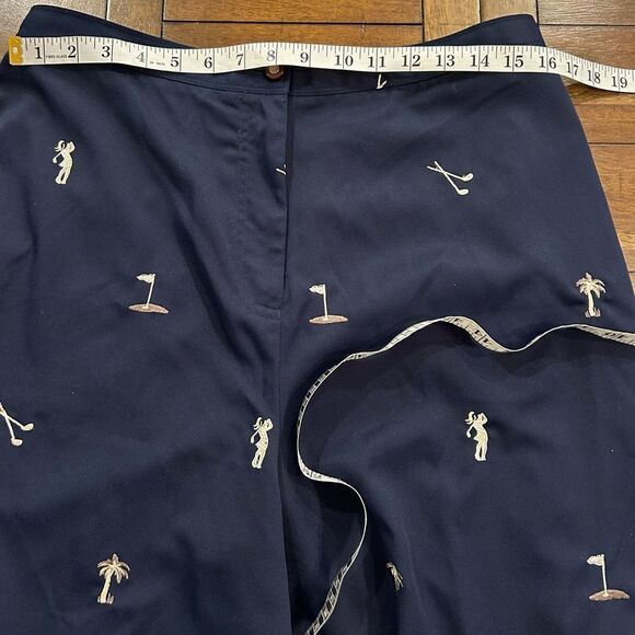 Coral Bay Golf Navy Shorts Embroidered Clubs Palm Tree Flat Front Size 14 - Picture 7 of 11